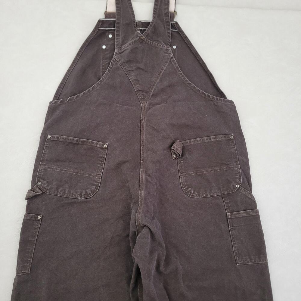 Y2k Carhartt Bib Overalls Brown Double Knee R06 DKB Unlined Workwear 44x32 - Picture 10 of 13